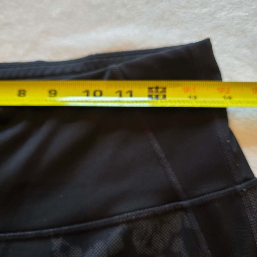 Athleta Womens Black Floral Mesh Panel High Rise Leggings Size M Zipper Pocket - Picture 11 of 12